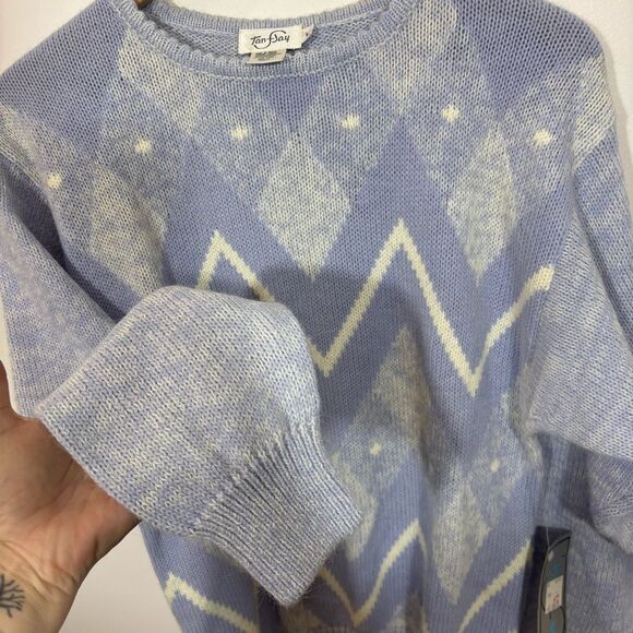 Vintage Tan F Jay NWT Geometric Wool Blend Sweater Size Large - Picture 6 of 12